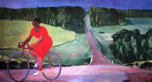 Дейнека А. - Колхозница на велосипеде (1935).jpg
