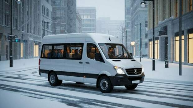 Маршрутка в городе /  Изображение сгенерировано Алиса AI / amic.ru