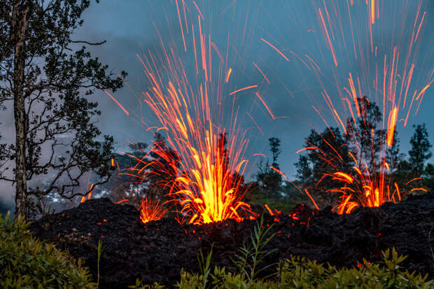 Завораживающие кадры извержения вулкана Килауэа на Гавайях