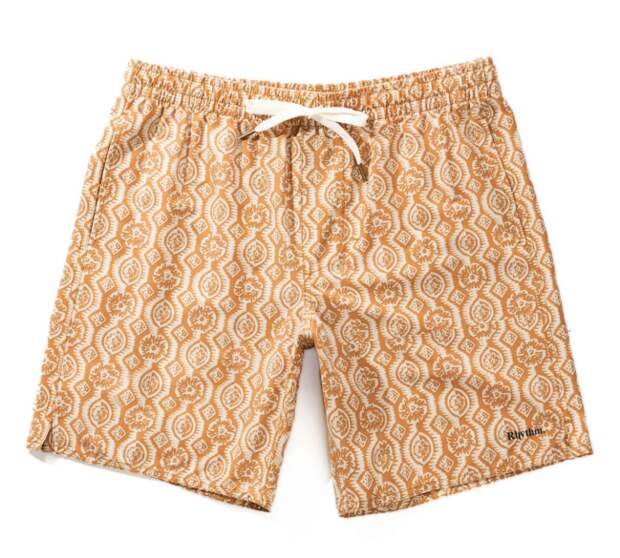 Rhythm Floral Stripe Beach Short; shop swim trunks at Huckberry
