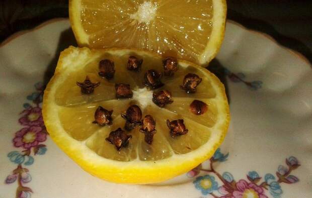 Гвоздику нужно вставить в половинку лимона. / Фото: netpryshi.ru