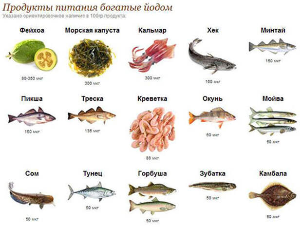 Продукты богатые йодом
