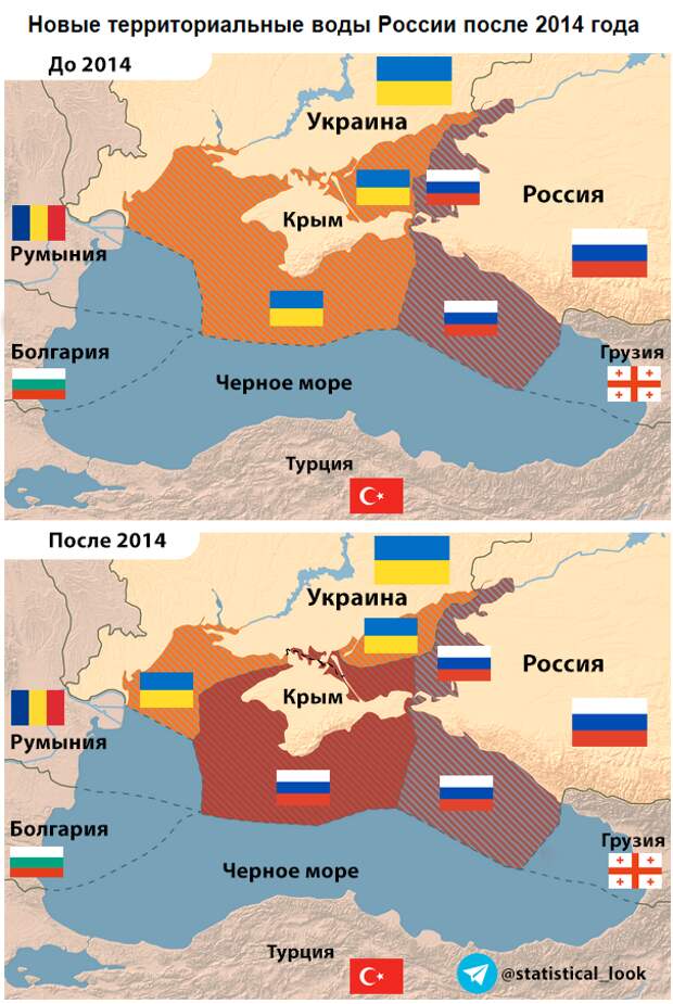 Как изменились владения России и Украины в Черном море после присоединения Крыма