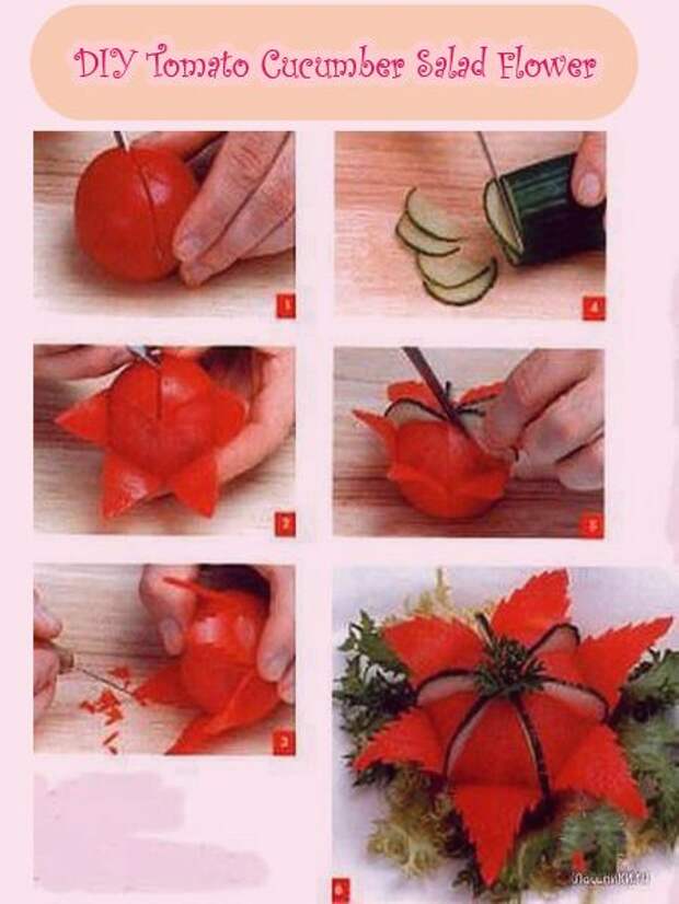 DIY Tomato Cucumber Flower for Salad