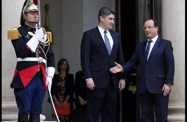 Here he is missing the mark with Croatian Prime Minister Zoran Milanovic.