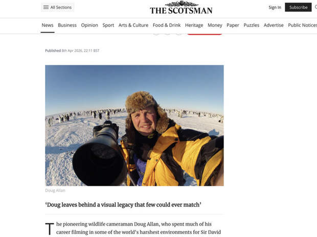 В Непале умер оператор дикой природы Дуг Аллан, работавший с Дэвидом Аттенборо