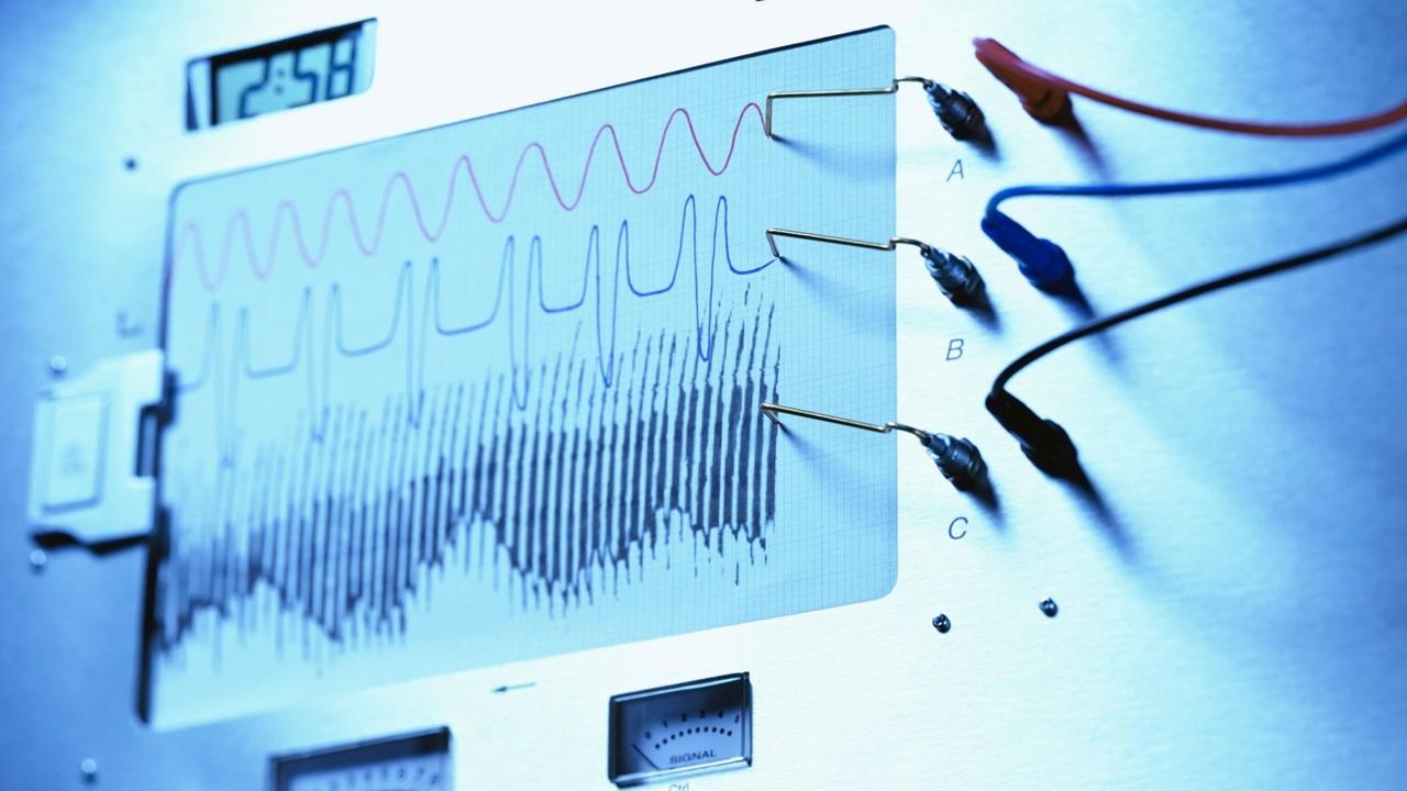Lie detector machine, close-up
