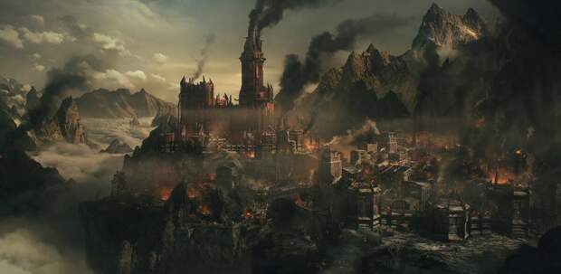 Дело было на перевале Кирит-Унгол (концепт-арт крепости из игры Middle-earth: Shadow of War, www.artstation.com).