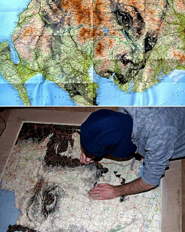 Maps series. Портреты на географических картах в арт-проекте Эда Файрберна (Ed Fairburn)