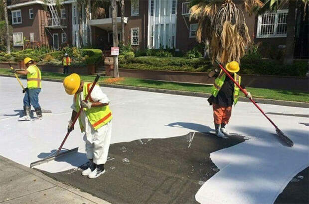 в Лос-Анджелесе тестируется проект покраски улиц в белый цвет