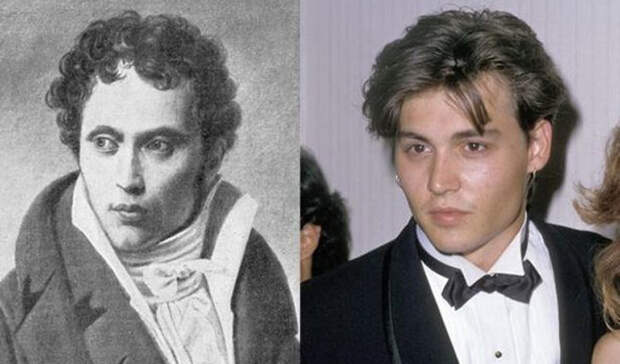 Джонни Депп/Артур Шопенгауэр Интересно, способен ли красавчик Депп на такие же глубокие идеи, как великий мыслитель Артур Шопенгауэр? Близкие актера частенько упоминают его сложную натуру и увлечения натурфилософией.