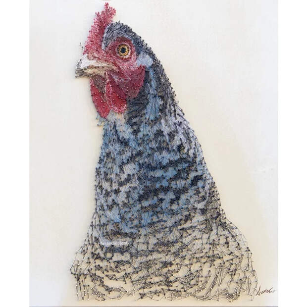 Курочка из ниток и гвоздей String Art, Курица, Рукоделие, Рукоделие с процессом, Длиннопост
