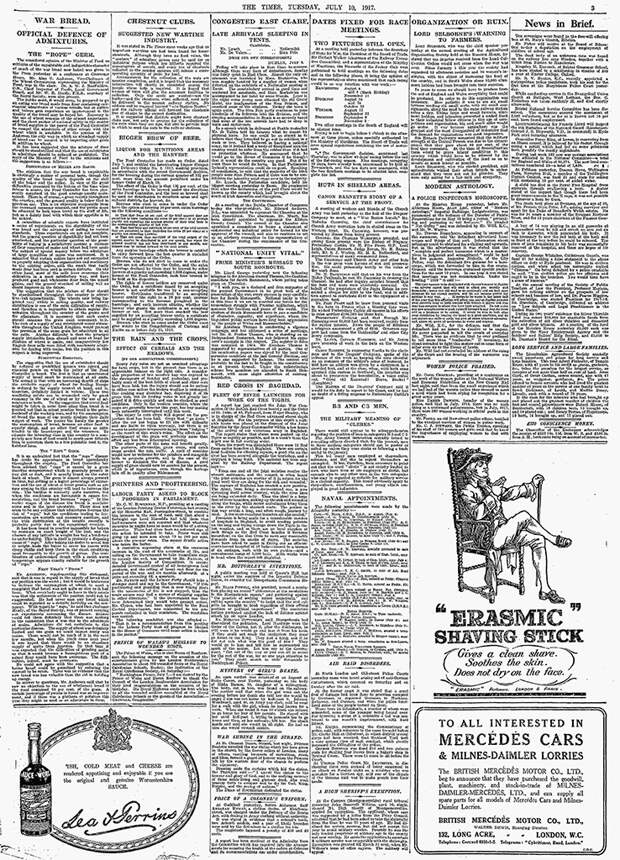 Газета The Times от 10 июня 1917 года