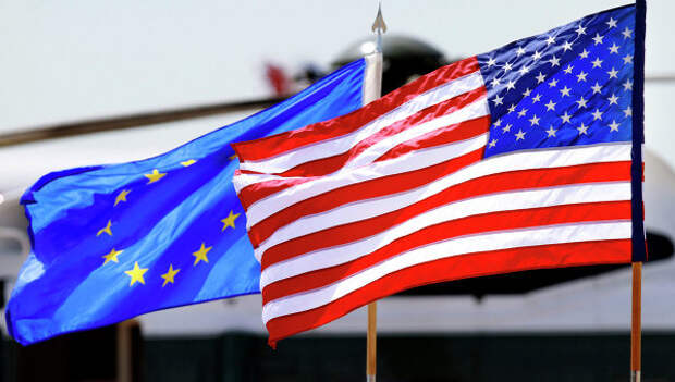 Флаги ЕС и США Флаги ЕС и США