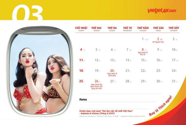 Стюардессы в бикини в календаре авиакомпании VietJet