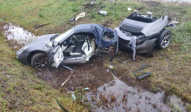 Porsche разорвало пополам после ДТП на трассе «Скандинавия»