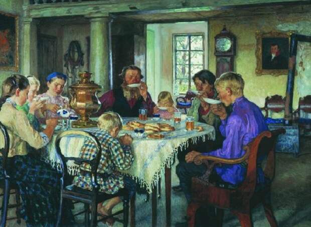 Чаепитие. Автор: Н.П. Богданов-Бельский. 300 лет русскому самовару: Как появилось в России это мудреное приспособление