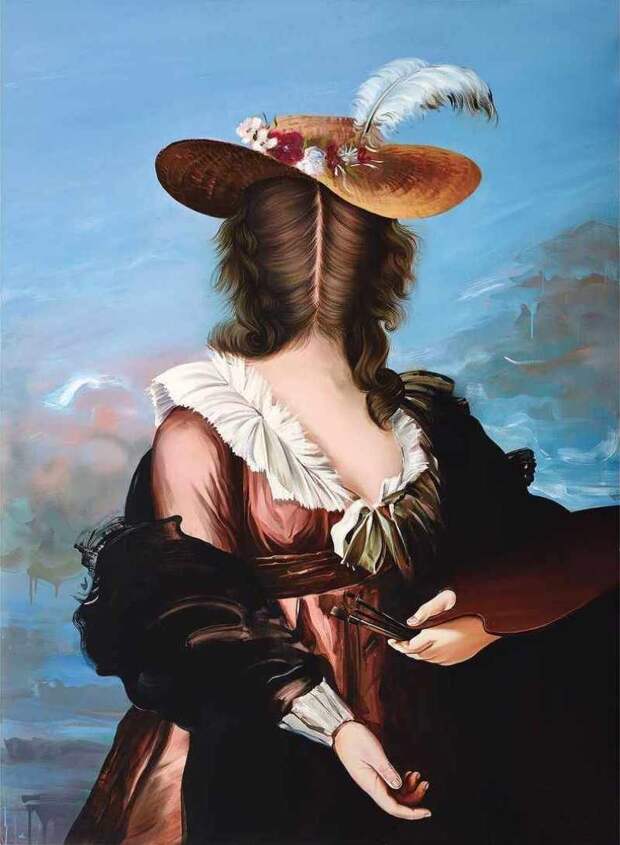 Ewa Juszkiewicz. 'Straw hat (after Élisabeth-Louise Vigée Le Brun)', 165x120 cm