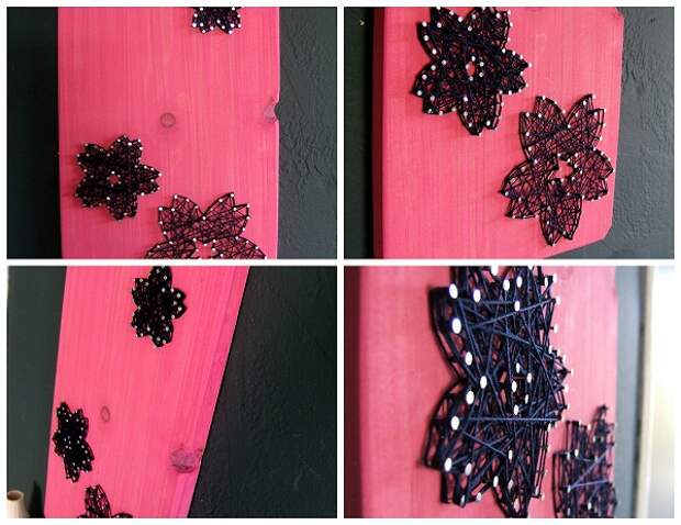 sakura string art modern wooden tablet pink blue