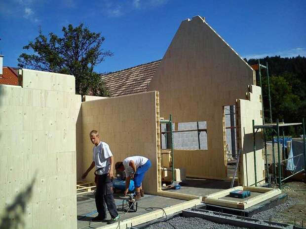 Дом из деревянных кирпичей площадью 69 кв. метров в Словакии