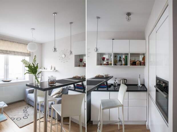 Белый цвет всегда визуально увеличивает пространство дизайн, интерьер, маленькая кухня, полезные советы для дома, фото