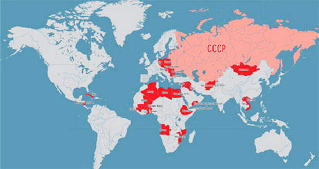 СССР и страны-союзники на карте мира. Фото dosie.su.