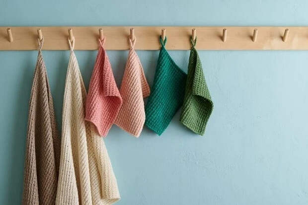 Как связать спицами мочалку и полотенце: мастер-класс