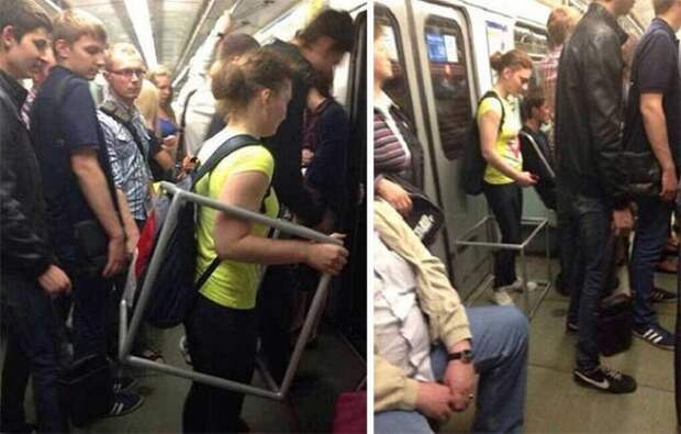 Странные пассажиры и ситуации в метро (43 фото)