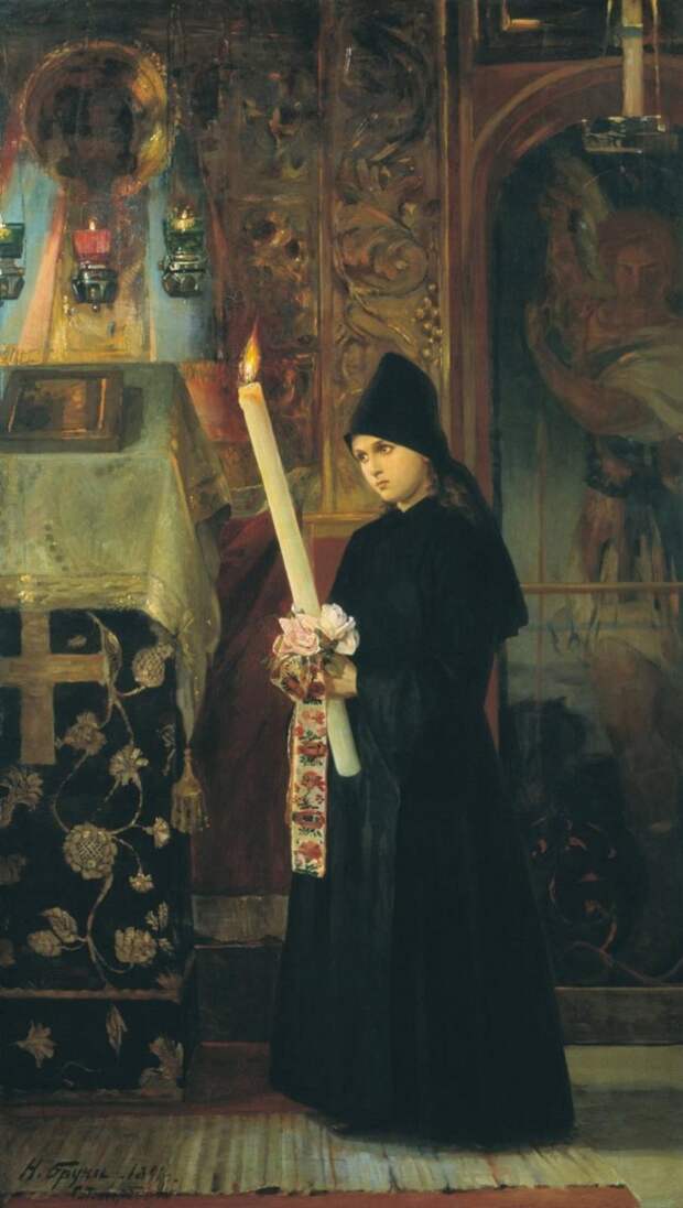 900 Бруни Николай (1856-1935). Свеченосица (В монастыре). 1891.jpg