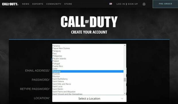 Игроки из России не могут создать аккаунт Call of Duty. Страны в списке нет, а сайт недоступен