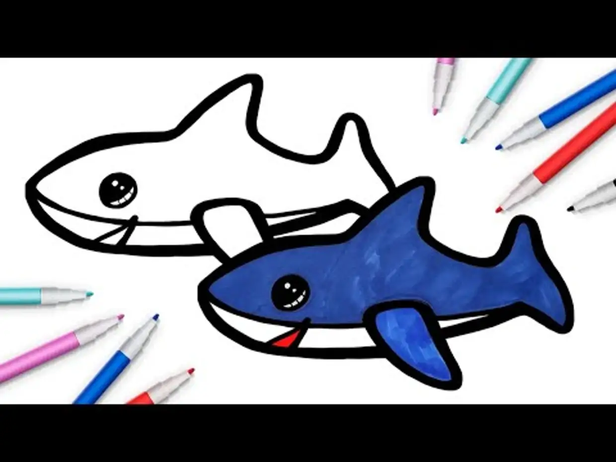 Рисунки маркерами акула