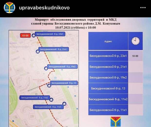 Глава управы проведет обход шести дворов на Бескудниковском бульваре