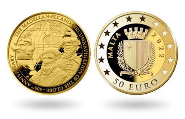 Памятные монеты Мальты отмечают 500 лет с первого кругосветного плавания