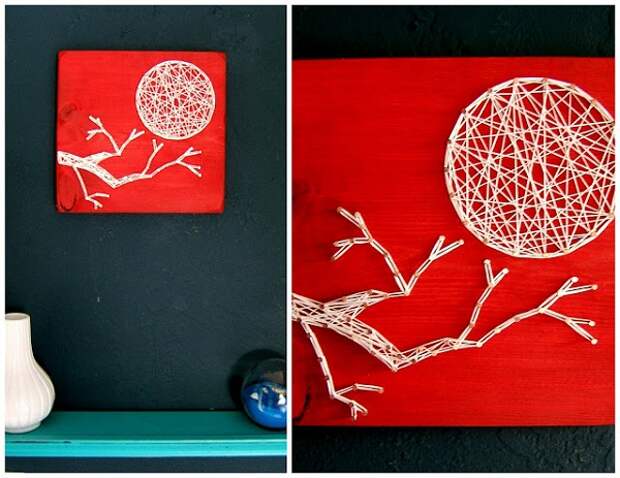 Nine Red String Art