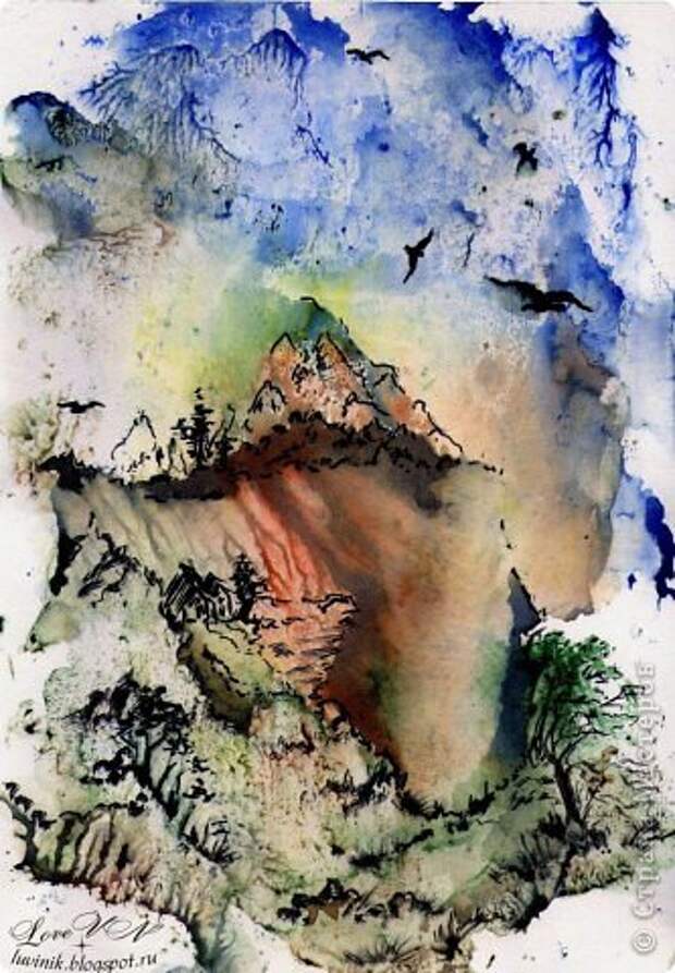 Картина панно рисунок Мастер-класс Монотипия Монотипия Мастер-класс Акварель Бумага фото 1