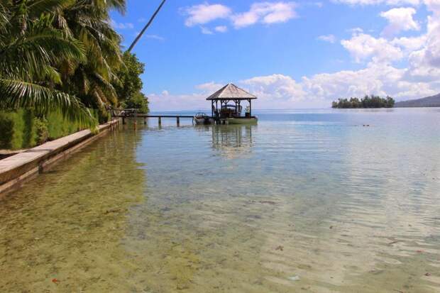 На самом острове находится дом в полинезийском стиле, который включает док, лодочный домик, современные удобства и достаточное количество кроватей для 15 гостей Французская Полинезия, аукцион, бизнес, остров, отдых, путешествие, рай, туризм