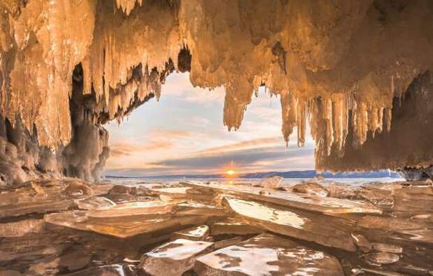 ice cave in Baikal Lake, Russia