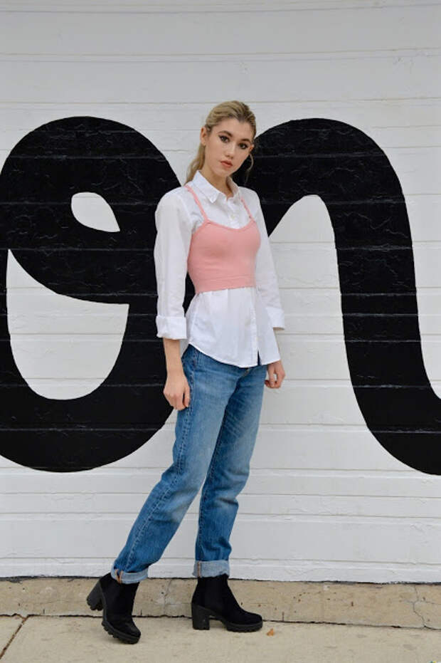 underwear as outerwear cropped sweater, style, styling tips, fall fashion, boyfriend jeans, american apparel sweater