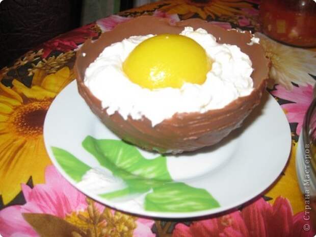 Вот такое шоколадное яйцо попробовала сделать. Очень вкусный десерт. Рецепт взяла здесь - http://forum.say7.info/topic12552.html фото 9
