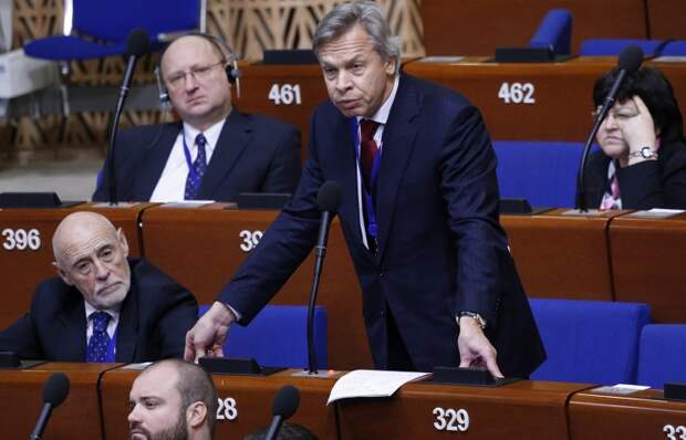Алексей Пушков выступает на пленарном заседании Парламентской ассамблеи Совета Европы