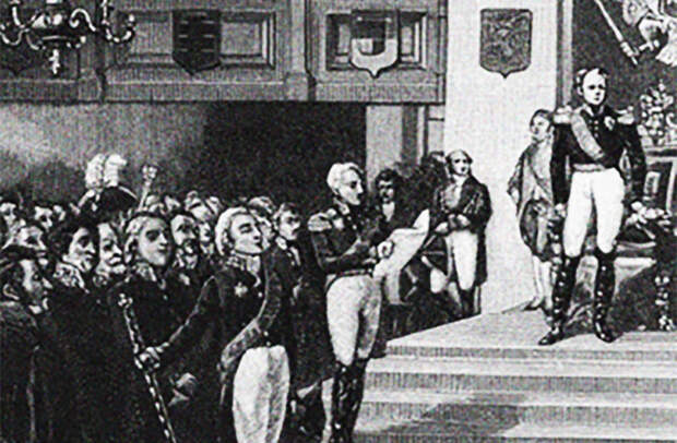 4 АПРЕЛЯ 1809 ГОДА АЛЕКСАНДР I ОБЪЯВИЛ О СОХРАНЕНИИ СВОБОДЫ ВЕРОИСПОВЕДАНИЯ В ФИНЛЯНДИИ. СТАРИННАЯ ГРАВЮРА