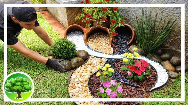 Criativo canteiro de flores e pedras para decorar seu jardim / Ideias para jardim