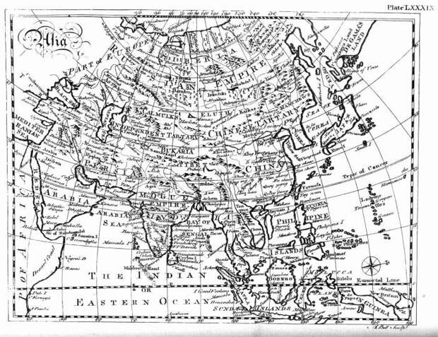 1771 карта Азии из энциклопедии Британика