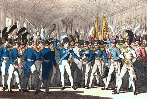 Николай I объявляет своей гвардии о восстании в Польше, 1830 год