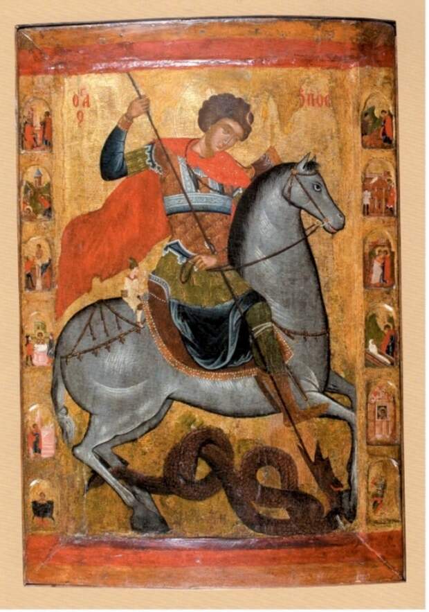Икона Св. Георгий с житием, XVI-XVII век, ГИМ, выставка Болгарские иконы