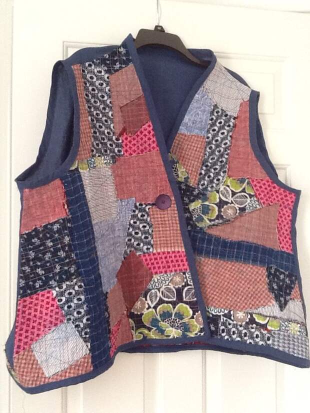 My fabric collage vest, made Oct 2015: 