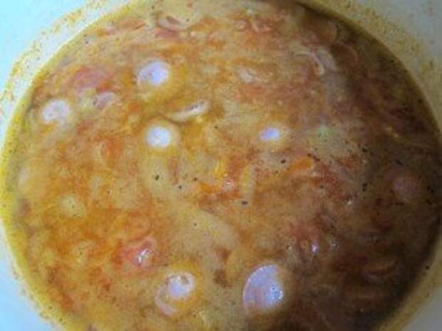 Чечевичный суп с сосиками