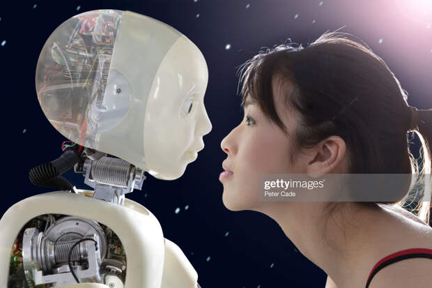 Woman and robot
