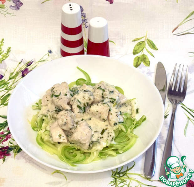 Спагетти из цуккини с курицей