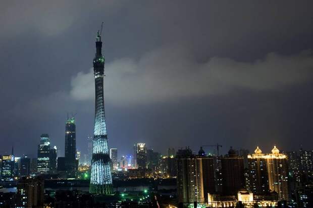 8. Гуанчжоу ТВ. Телебашня, в настоящее время еще не достроена, но строительство будет завершено в полном объеме в 2010 году на Азиатских играх, она будет самой высокой телебашней в мире, ее высота достигнет 609 метров.